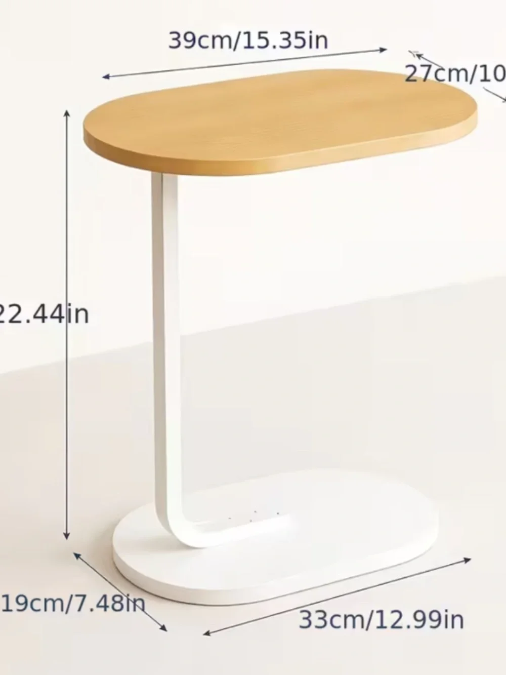 Modern minimalist small end table wood and metal